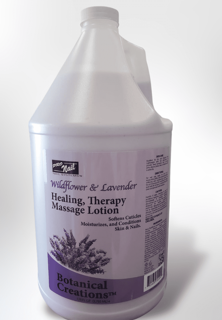 A gallon of Massage Lotion 128 Fl Oz Wildflower Lavender conditioning treatment.