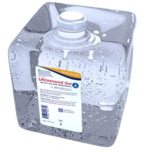 A container of Dynarex #1247 Ultrasound Gel 1.3 gal (5 liters) Clear on a white background.