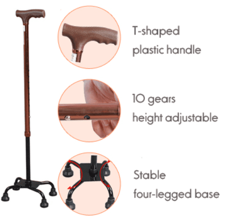 4 Leg Crutch in Brown on the display of the website