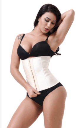 A woman in a black and white Shapewear-Slimming Corset posing for a photo.